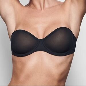 New Skims Strapless Bra - Ultra-Fine Mesh- Onyx Black - Sz 32D - No Straps - NWT